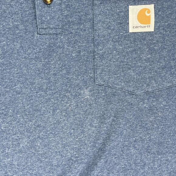 Carhartt Mens M Henley T-Shirt Pocket Tee 3 Buttons Casual Blue Gray Cotton - Picture 8 of 12